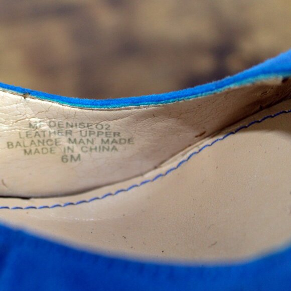 MARC FISHER Denise 6 Blue Green Suede Heels Color Block Pumps Platform Slingback - Picture 7 of 8